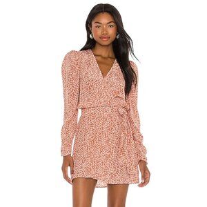 Free People Kinsley Wrap Dress Grapefruit Fizz Combo Ditzy Floral Size 6
